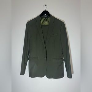 Express Extra Slim Olive Green Chambray Suit Jacket